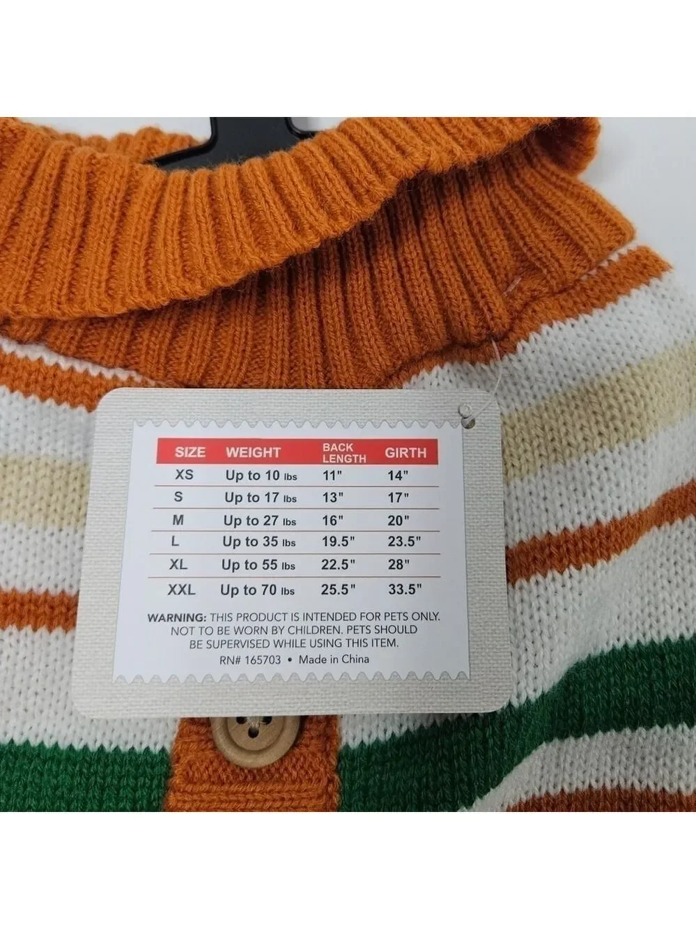 BARKER & JANE Sweater Orange Cream Brown Green Stripe Acrylic Size Medium
